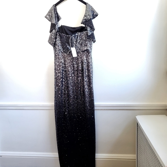 Marchesa Notte Ombré Sequin Gunmetal Column 3 In 1 Evening Gown NWT Size 6 - Picture 14 of 16